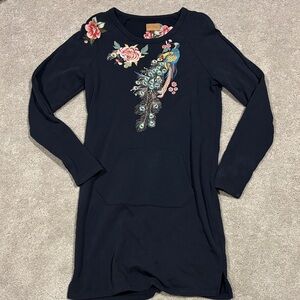 DRIFTWOOD Navy dress with Vibrant Embroidery